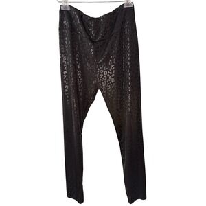 She‎ & Sho Womens Black Leopard Print High Waisted Leggings Tonal Animal Pattern